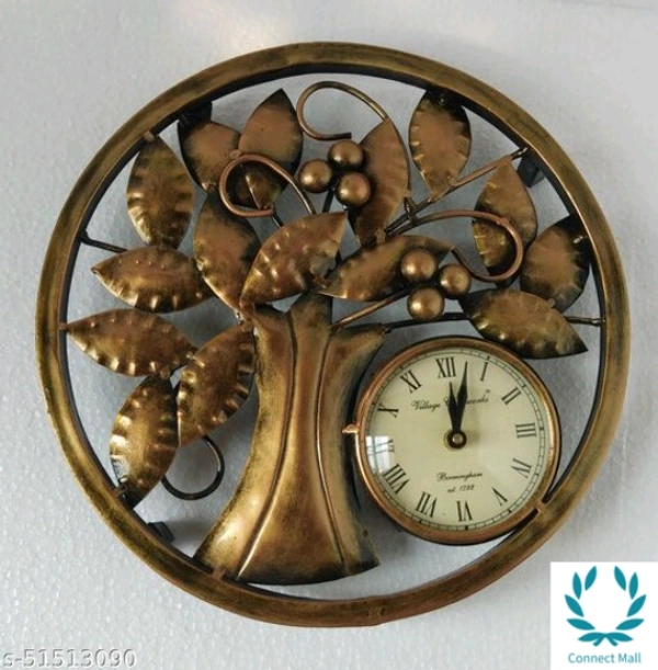 Gorgeous Handcrafted Metal WallClock - Free Size, Metal, Wall Clock, Pack of1